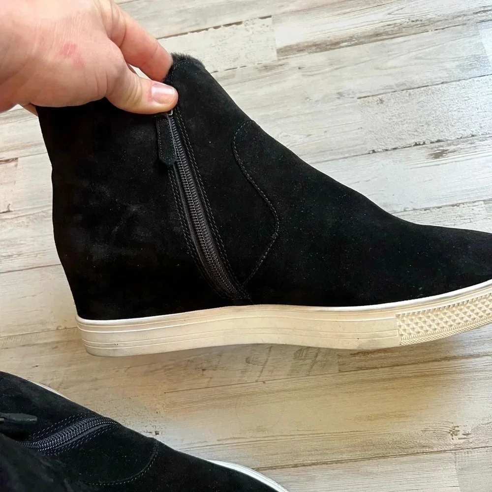 CASLON Black Suede Averie Booties Water Resistant Leather Size 11